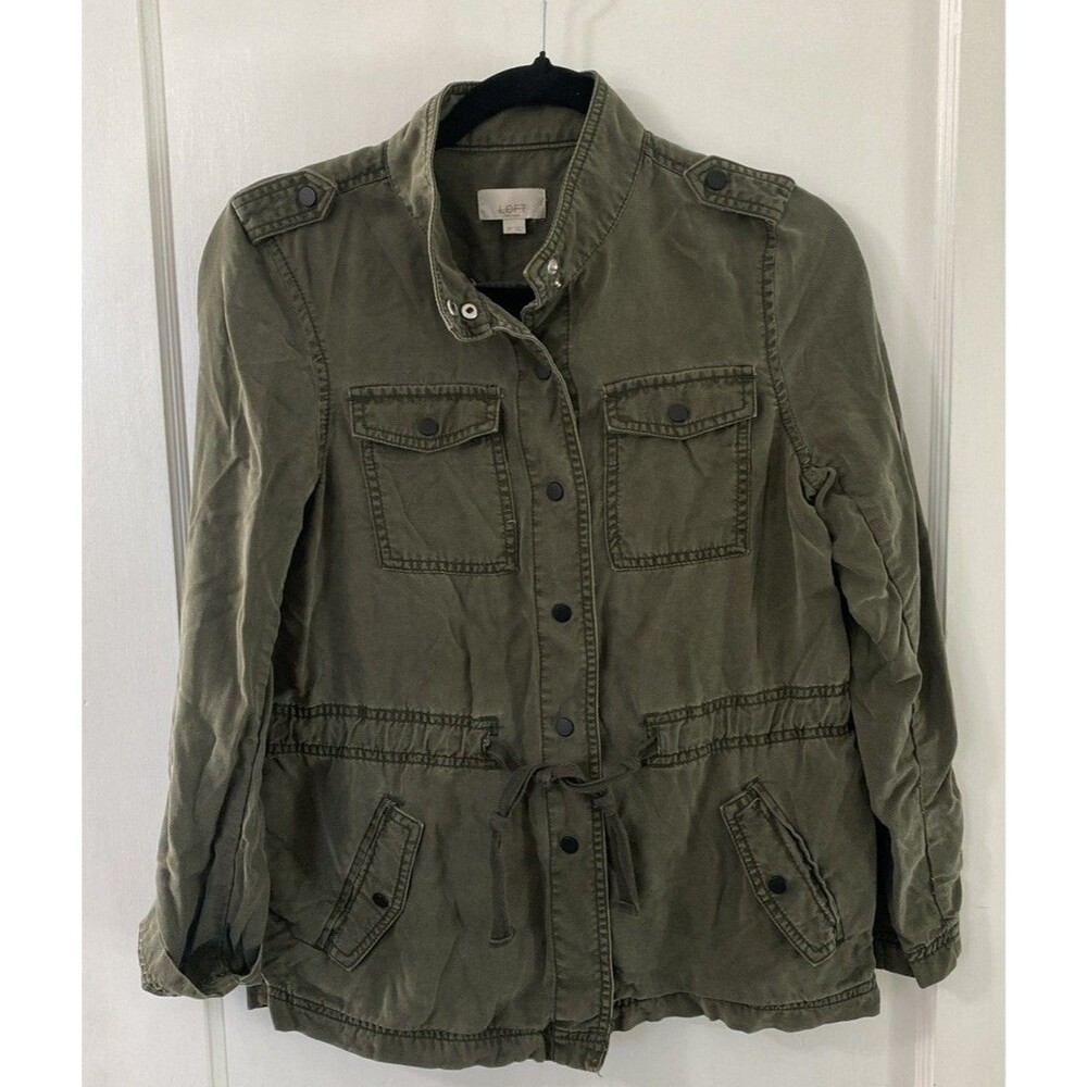 AnnTaylor LOFT Green Military Style Shacket  Jacket Size Petite Small